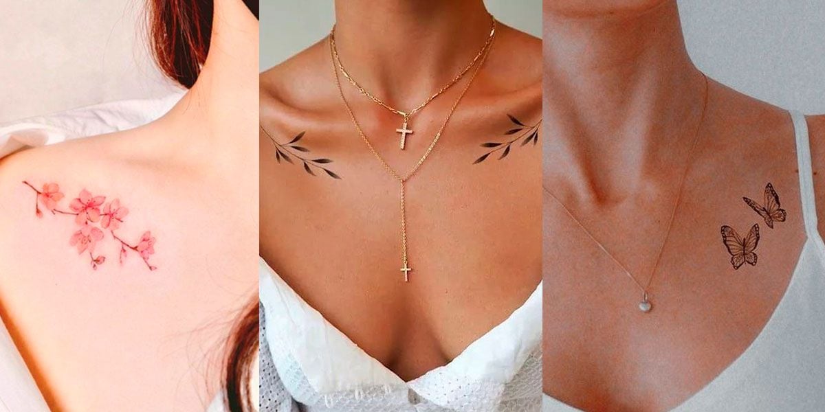 Tatuajes minimalistas en la clavícula para las mujeres sexys