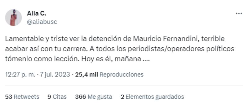 Reacciones por la detención de Mauricio Fernandini.