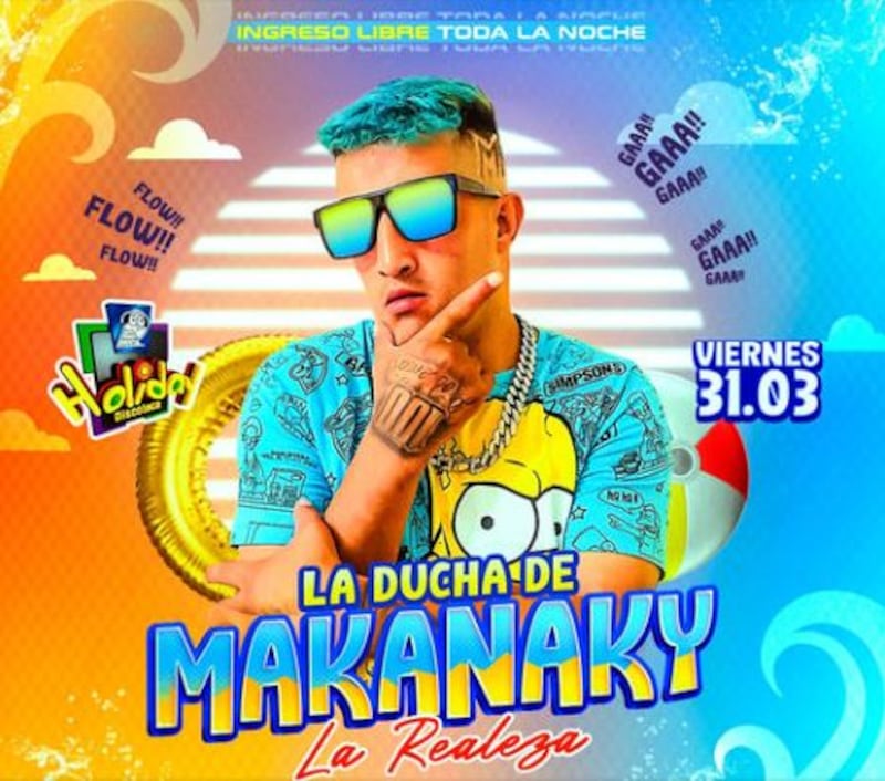 Flyer del show de Makanaky en la discoteca Holiday