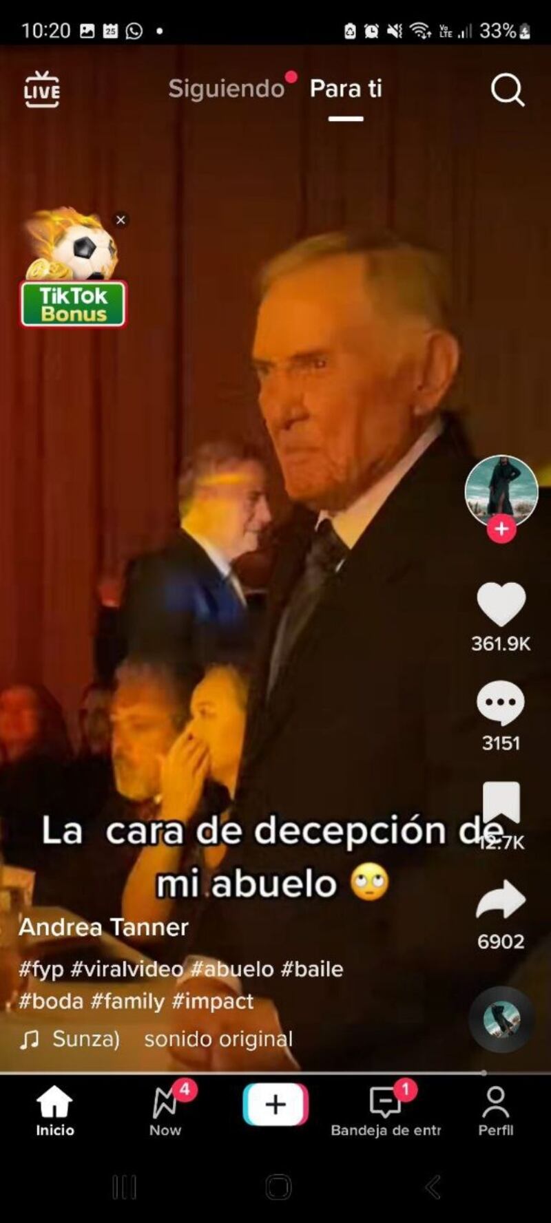 El abuelo no estuvo muy de acuerdo con el baile