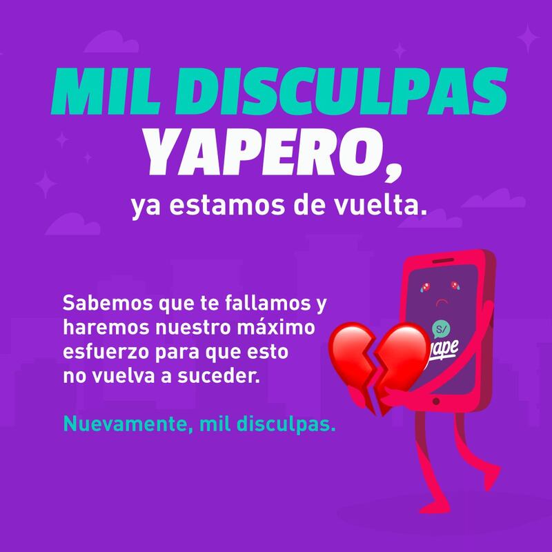 Las disculpas de Yape el sábado 1.