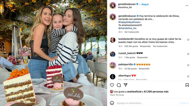 Geraldine Bazán celebró los XV años de Elissa Marie