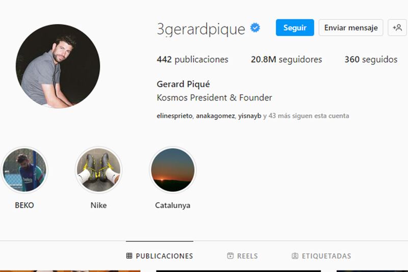 Piqué hace cambios en su cuenta de Instagram.