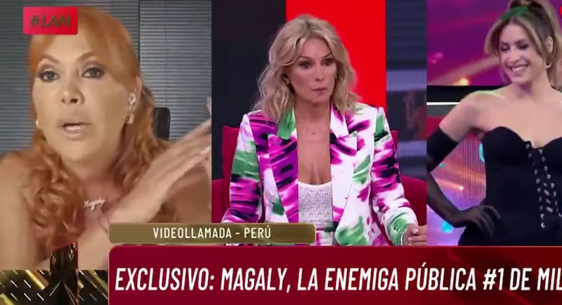 Magaly Medina junto a panelistas del programa argentino LAM.