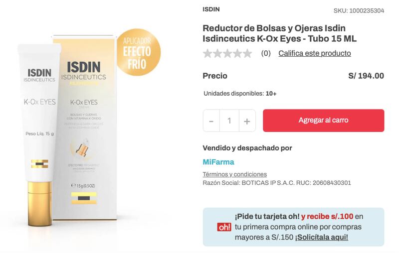 Foto Reductor de Bolsas y Ojeras Isdin Isdinceutics K-Ox Eyes - Oechsle