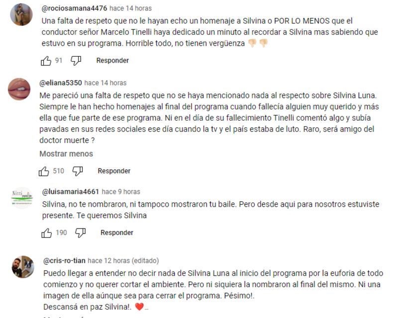 Los comentarios contra Marcelo Tinelli.