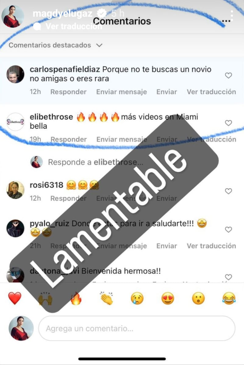 El mensaje de un fan abusador a Magdyel Ugaz en sus comentarios de Instagram.