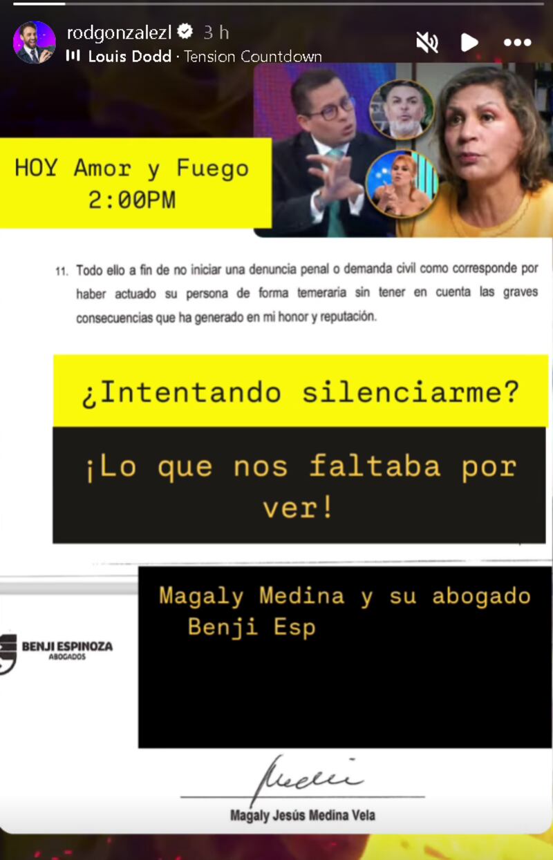 ‘Peluchín’ reacciona a la carta notarial enviada por Magaly Medina por supuesta difamación.