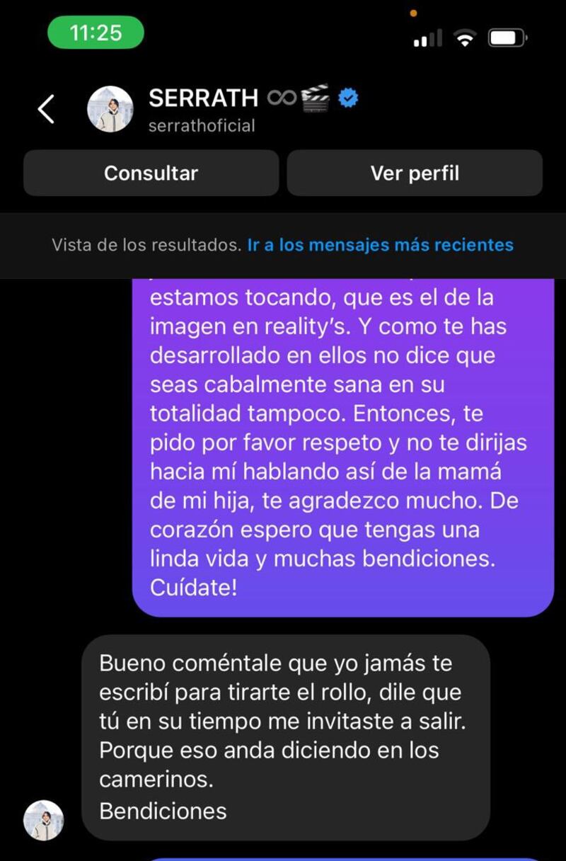 Guty Carrera cruza mensajes con la influencer Serrath a quien acusó de acoso.