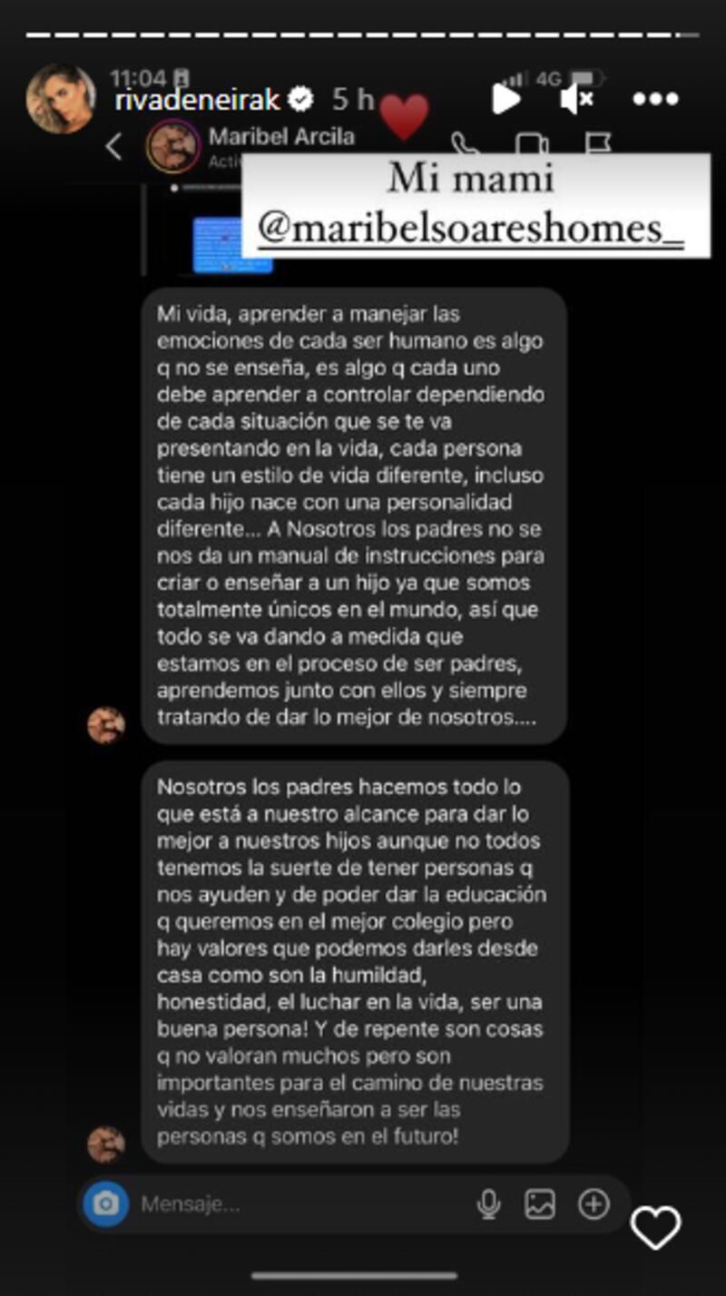 Mensaje de madre de Korina Rivadeneira