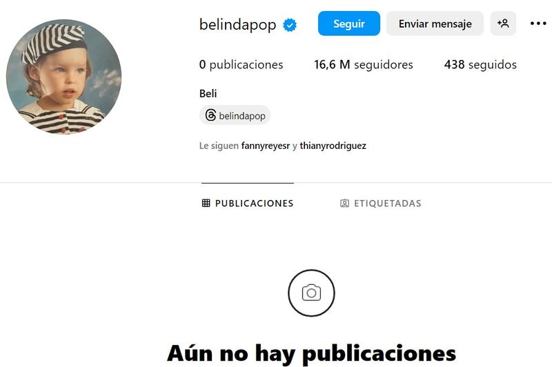 Belinda eliminó todo el contenido en su Instagram