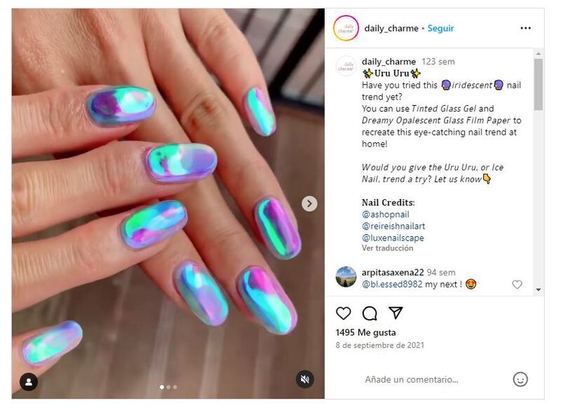 Las uñas aurora están arrasando porque son brillantes, llamativas y muy chic