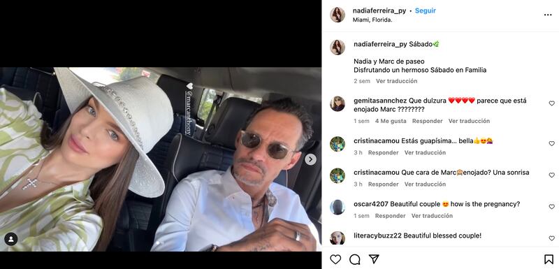 Nadia Ferreira y  Marc Anthony de vacaciones en Miami.