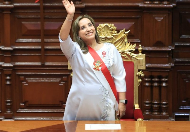 Dina Boluarte durante el mensaje a la nación en el Congreso.