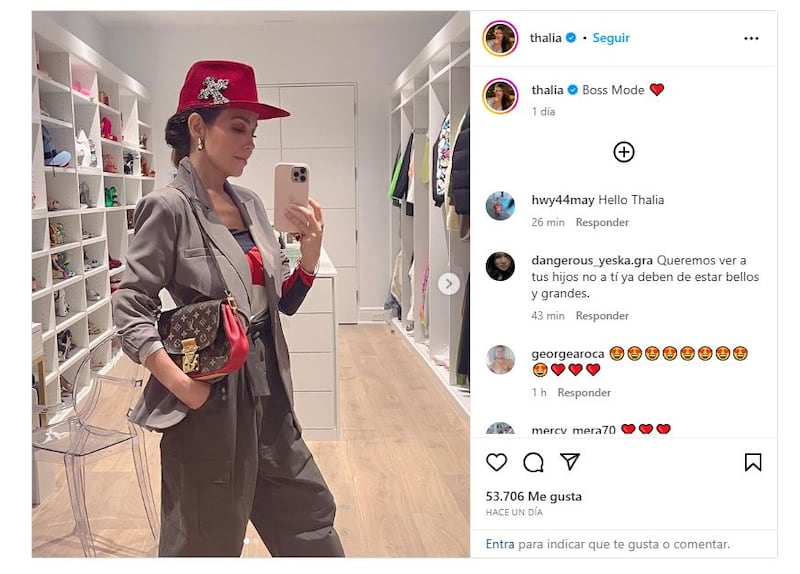 Thalía presumió un look boss lady en sus redes sociales, pero los haters no tardaron en criticarlo