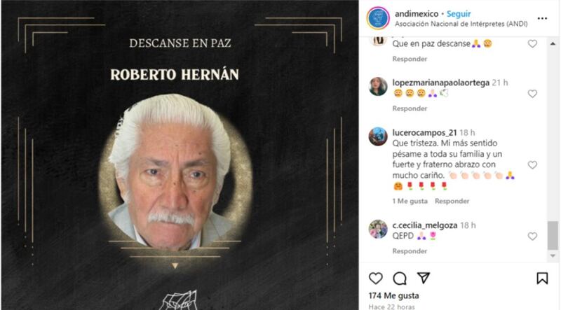 Muchos actores se despidieron de él en redes sociales