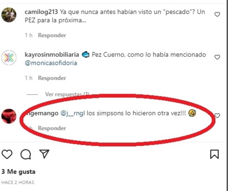 Comentario en redes pez hallado en el río Sinú comparado con pez de tres ojos de Los Simpsons.