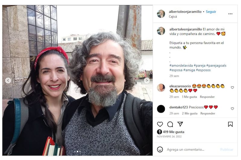 Alberto León Jaramillo junto a su pareja, Meridiana Sandoval