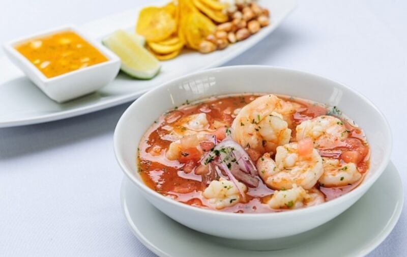 El delicioso ceviche de camarón.