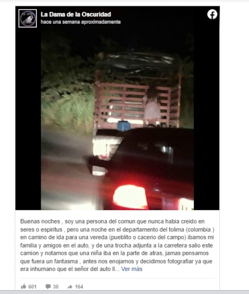 Cuenta de Facebook que publicó el supuesto fantasma de una niña.