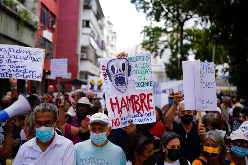 Manifestación de maestros en Venezuela.